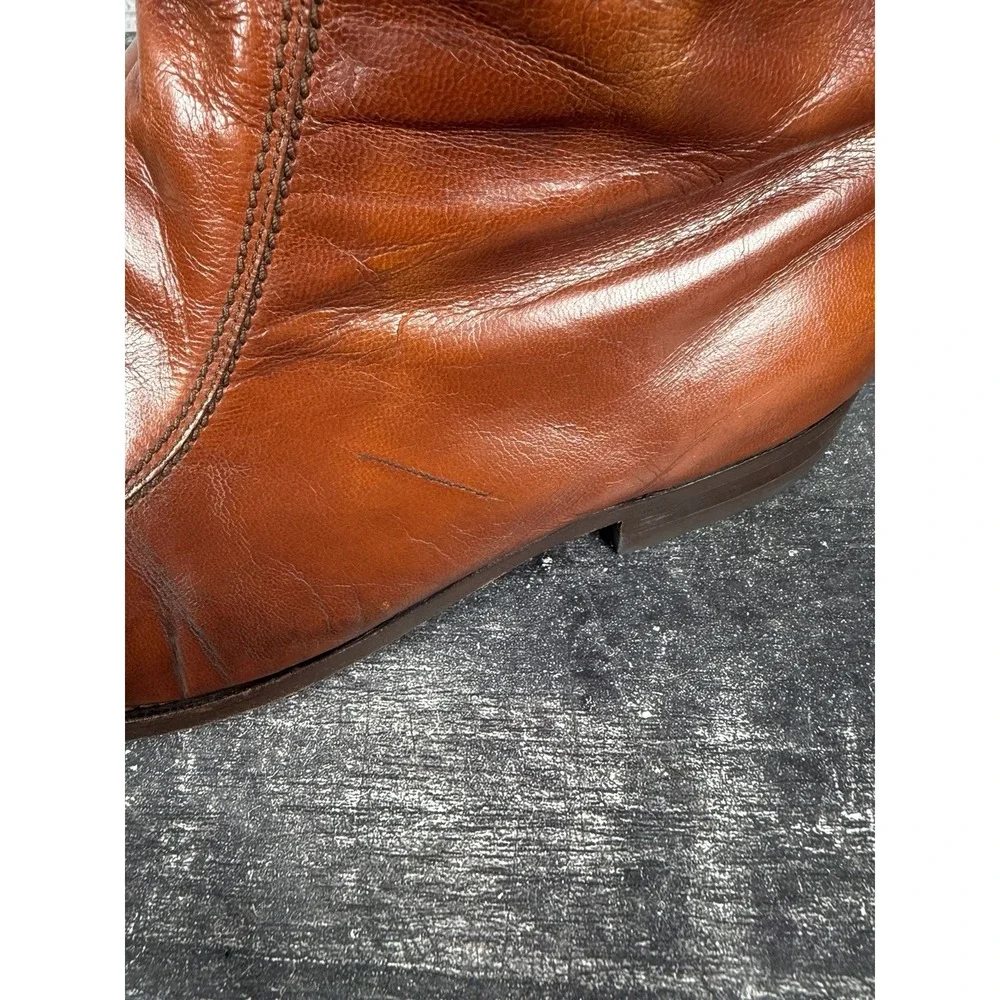 Florsheim Vintage Brown Leather Side Zip Ankle Boots Men's US 12 D Moc Toe